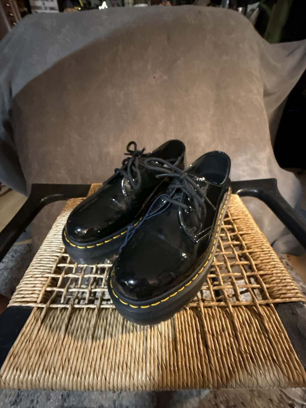 Dr. Martens 1461 Quad Platform Shoes Black Patent Leather US Women's 9